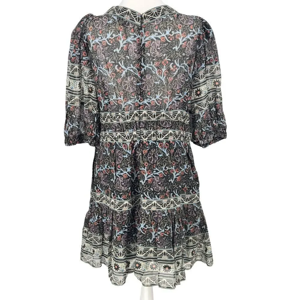 Sea New York Boho Floral Dress Size XL - Designer Mixed Print Cotton Dress - Picture 4 of 14